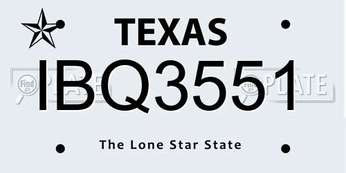IBQ3551 Texas License Plate