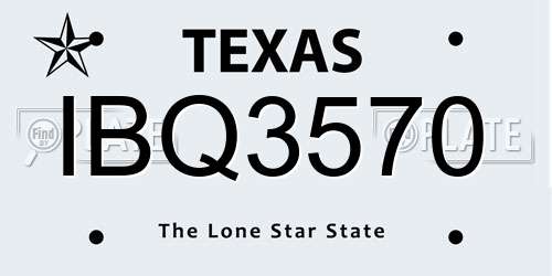 IBQ3570 Texas License Plate