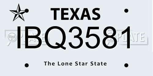 IBQ3581 Texas License Plate