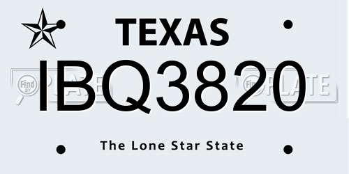IBQ3820 Texas License Plate