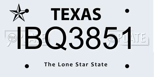 IBQ3851 Texas License Plate
