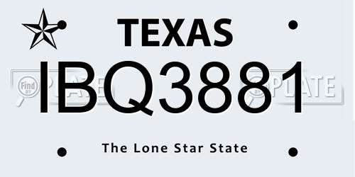 IBQ3881 Texas License Plate