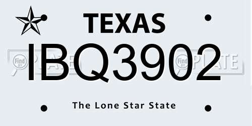 IBQ3902 Texas License Plate
