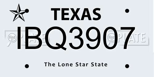 IBQ3907 Texas License Plate