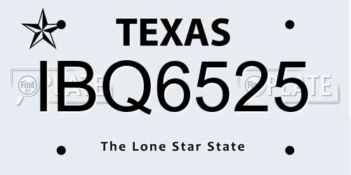 IBQ6525 Texas License Plate