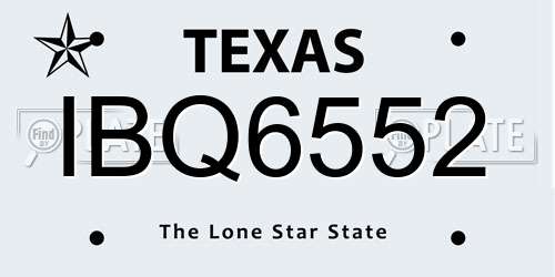 IBQ6552 Texas License Plate