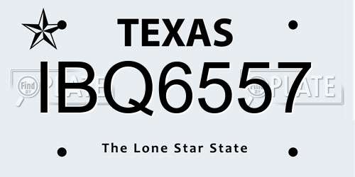 IBQ6557 Texas License Plate