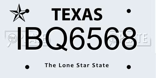 IBQ6568 Texas License Plate