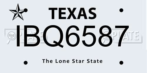 IBQ6587 Texas License Plate