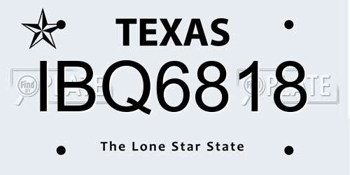 IBQ6818 Texas License Plate