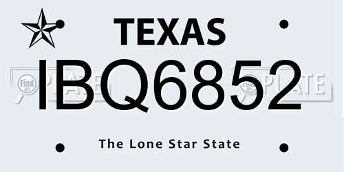 IBQ6852 Texas License Plate