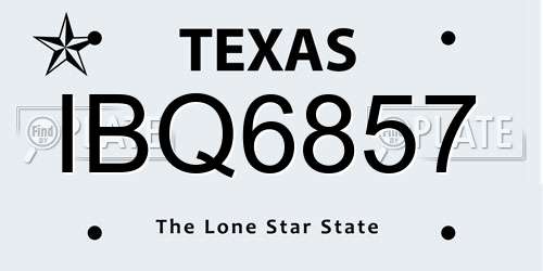 IBQ6857 Texas License Plate