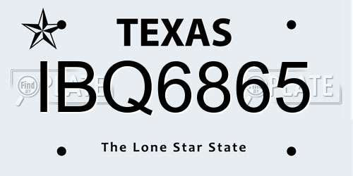 IBQ6865 Texas License Plate