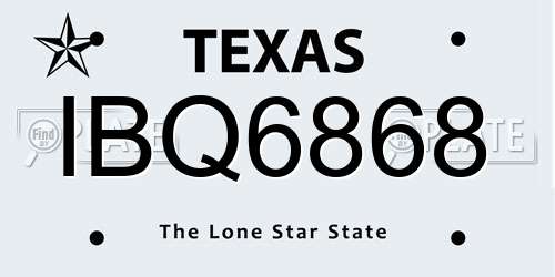 IBQ6868 Texas License Plate