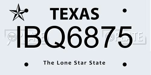 IBQ6875 Texas License Plate