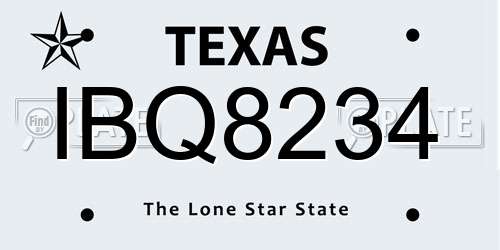 IBQ8234 Texas License Plate