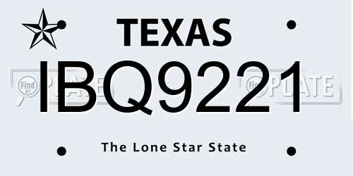 IBQ9221 Texas License Plate