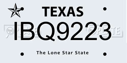 IBQ9223 Texas License Plate