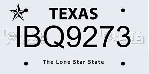 IBQ9273 Texas License Plate
