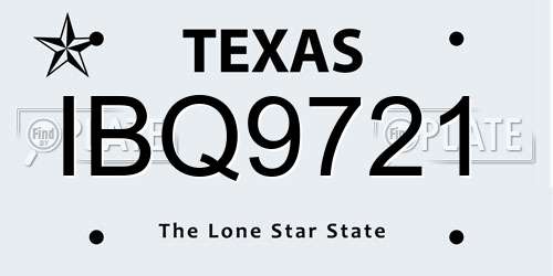 IBQ9721 Texas License Plate