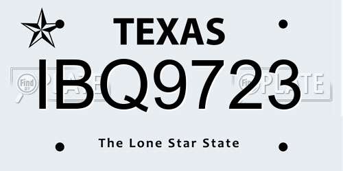 IBQ9723 Texas License Plate