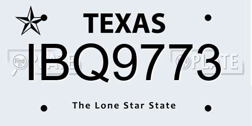 IBQ9773 Texas License Plate