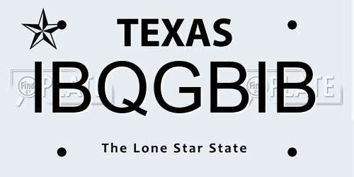 IBQGBIB Texas License Plate