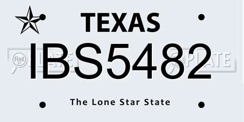 IBS5482 Texas License Plate