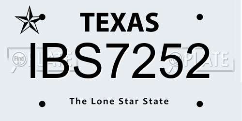 IBS7252 Texas License Plate