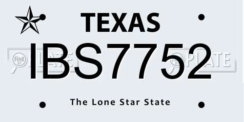 IBS7752 Texas License Plate