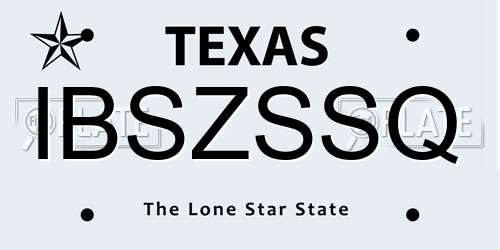 IBSZSSQ Texas License Plate