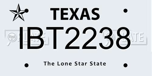 IBT2238 Texas License Plate
