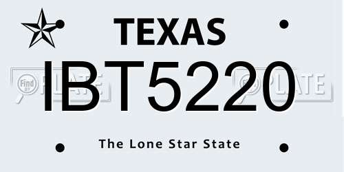 IBT5220 Texas License Plate