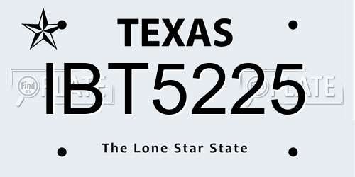 IBT5225 Texas License Plate