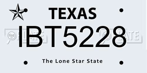 IBT5228 Texas License Plate