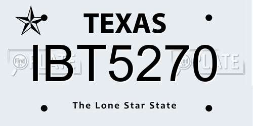 IBT5270 Texas License Plate