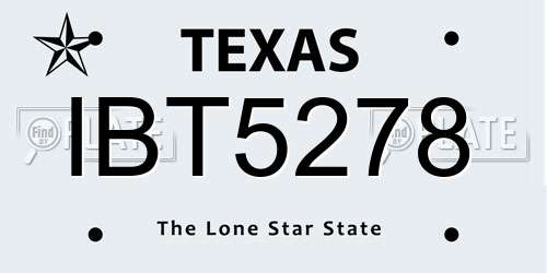 IBT5278 Texas License Plate