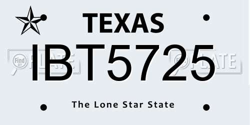 IBT5725 Texas License Plate