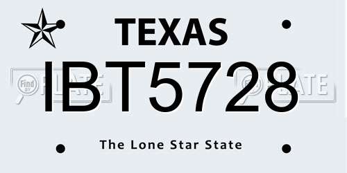 IBT5728 Texas License Plate