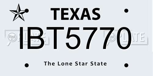 IBT5770 Texas License Plate