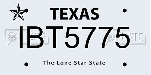 IBT5775 Texas License Plate