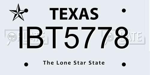 IBT5778 Texas License Plate