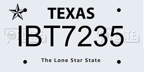 IBT7235 Texas License Plate