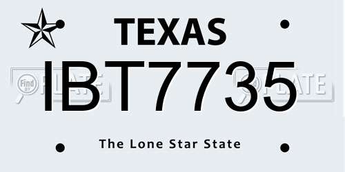 IBT7735 Texas License Plate
