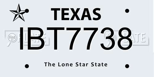IBT7738 Texas License Plate