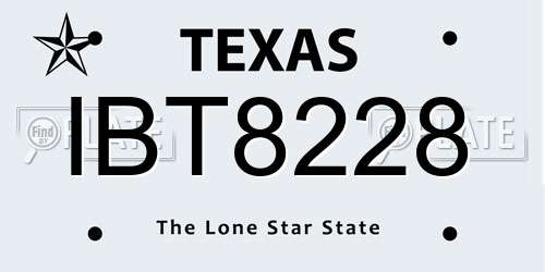 IBT8228 Texas License Plate