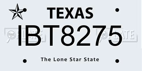 IBT8275 Texas License Plate