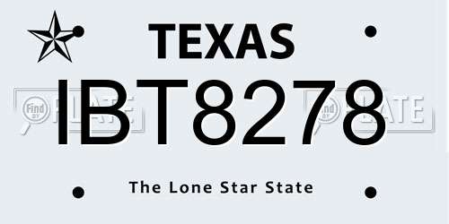 IBT8278 Texas License Plate