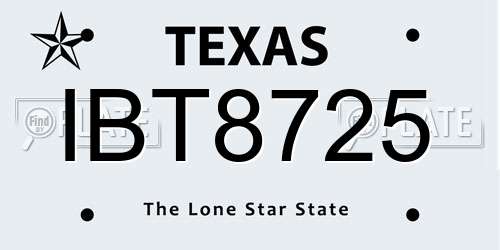 IBT8725 Texas License Plate