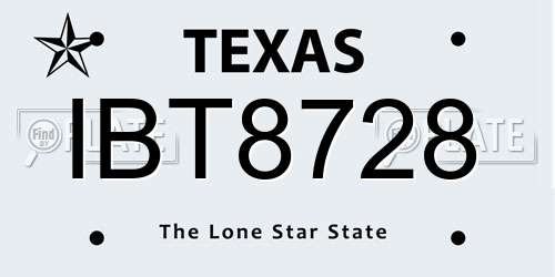 IBT8728 Texas License Plate